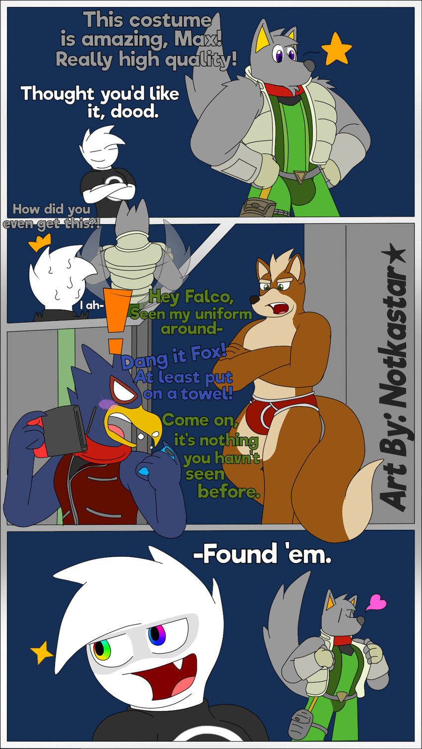 falco lombardi, fox mccloud, max, and zatch (nintendo and etc) created by notkastar