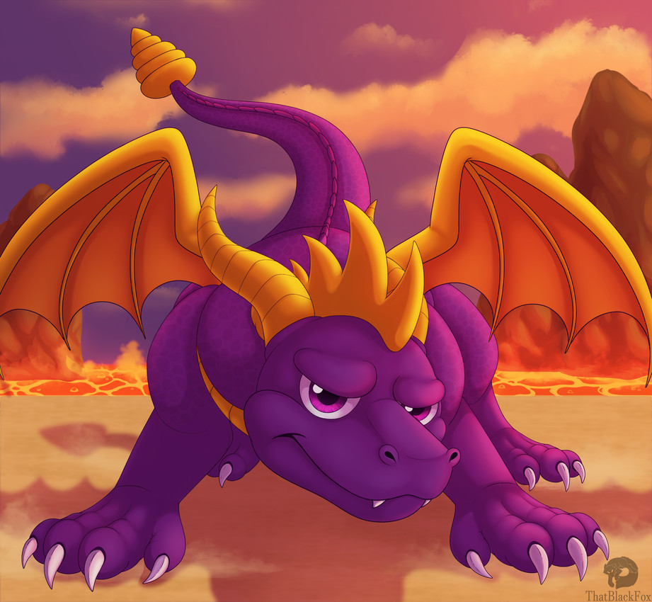 spyro (spyro the dragon and etc) created by thatblackfox (artist)