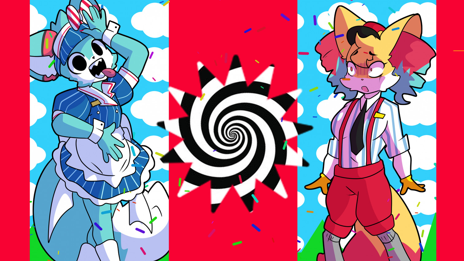fan character, hatsune miku, kasane teto, roflfox, and seraphine (mesmerizer (song) and etc) created by lolzneo