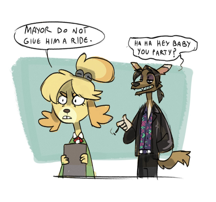 isabelle and kyle (animal crossing and etc) created by cadaverrdog