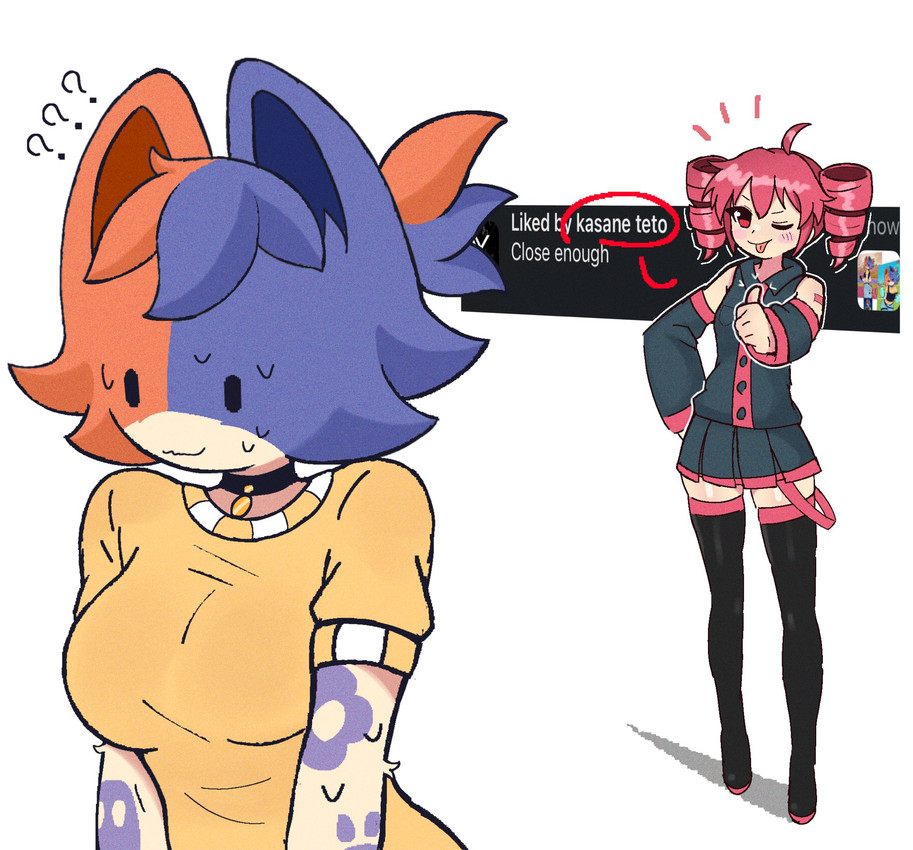 cate meowdy, fan character, and kasane teto (x (social media) and etc) created by riddledout
