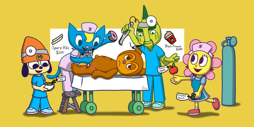 chop chop master onion, katy kat, parappa, pj berri, and sunny funny (sony interactive entertainment and etc) created by kamirappa