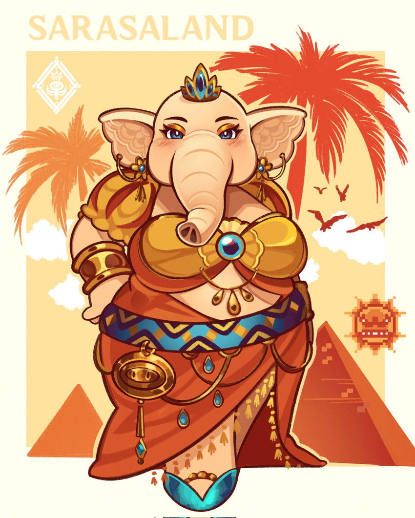 angry sun, elephant daisy, and princess daisy (mario bros and etc) created by poxamarquinhos