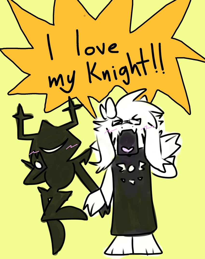 asriel dreemurr and roaring knight (i love my wife (meme) and etc) created by thatrabiddog