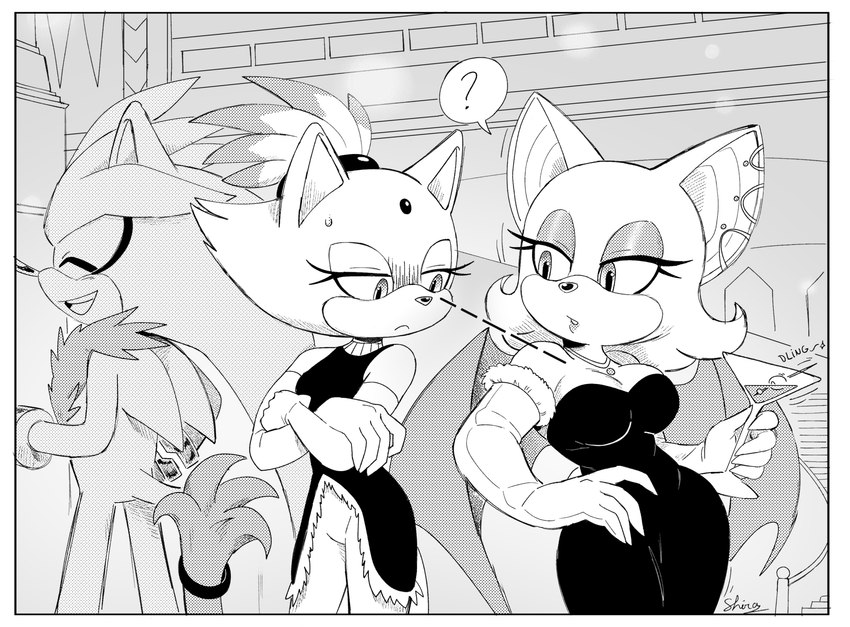 blaze the cat, rouge the bat, and silver the hedgehog (sonic the hedgehog (series) and etc) created by shira-hedgie