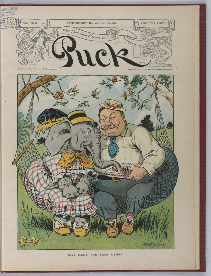 republican elephant and william howard taft (puck (magazine) and etc) created by louis glackens