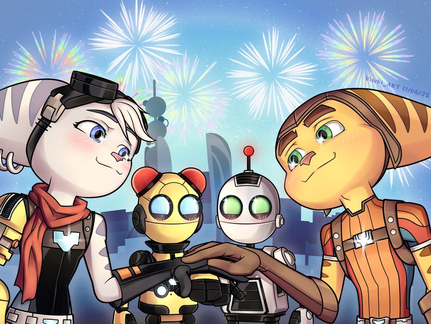 clank, kit, ratchet, and rivet (sony interactive entertainment and etc) created by viwhi art