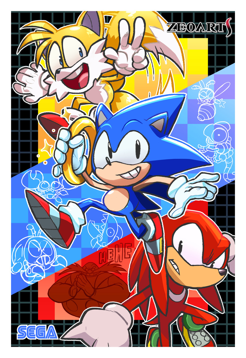 knuckles the echidna, sonic the hedgehog, classic knuckles, classic sonic, classic tails, and etc (sonic the hedgehog (series) and etc) created by zeoarts