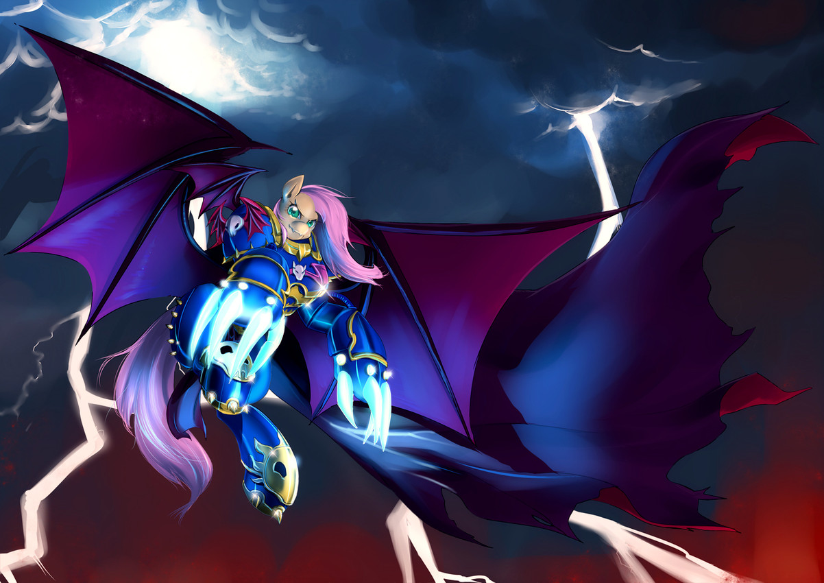 flutterbat, fluttershy, konrad curze, and night lord (warhammer (franchise) and etc) created by bakki
