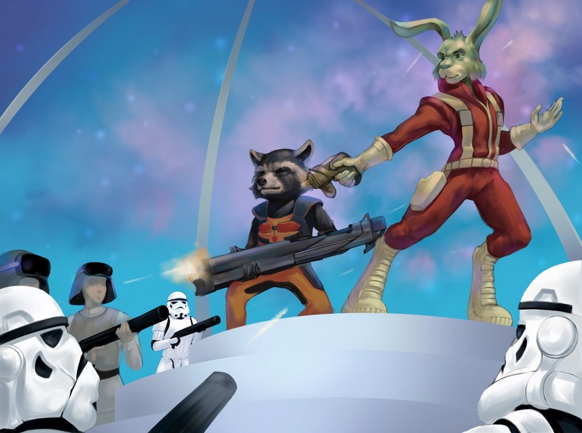 jaxxon and rocket raccoon (guardians of the galaxy and etc) created by thepimpartist