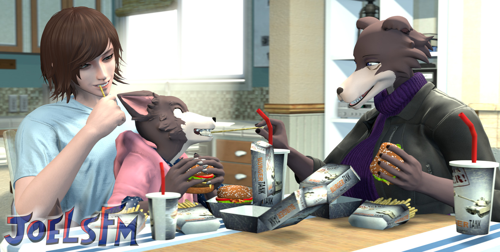 joel, juno, and wolf (beastars) created by joellovejuno