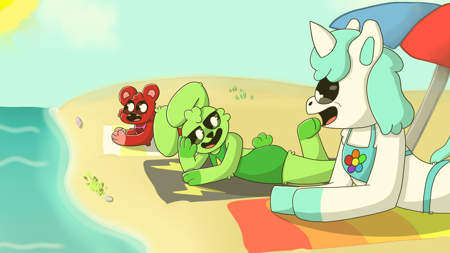 bobby bearhug, craftycorn, and hoppy hopscotch (mob entertainment and etc) created by tinky