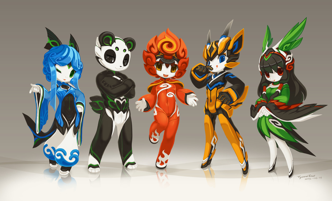 huanhuan, jingjing, yingying, beibei, fuwa, and etc (2008 summer olympics and etc) created by tyson tan