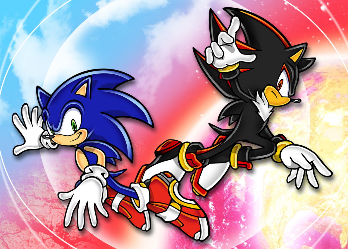 shadow the hedgehog and sonic the hedgehog (sonic the hedgehog (series) and etc) created by kidd kai