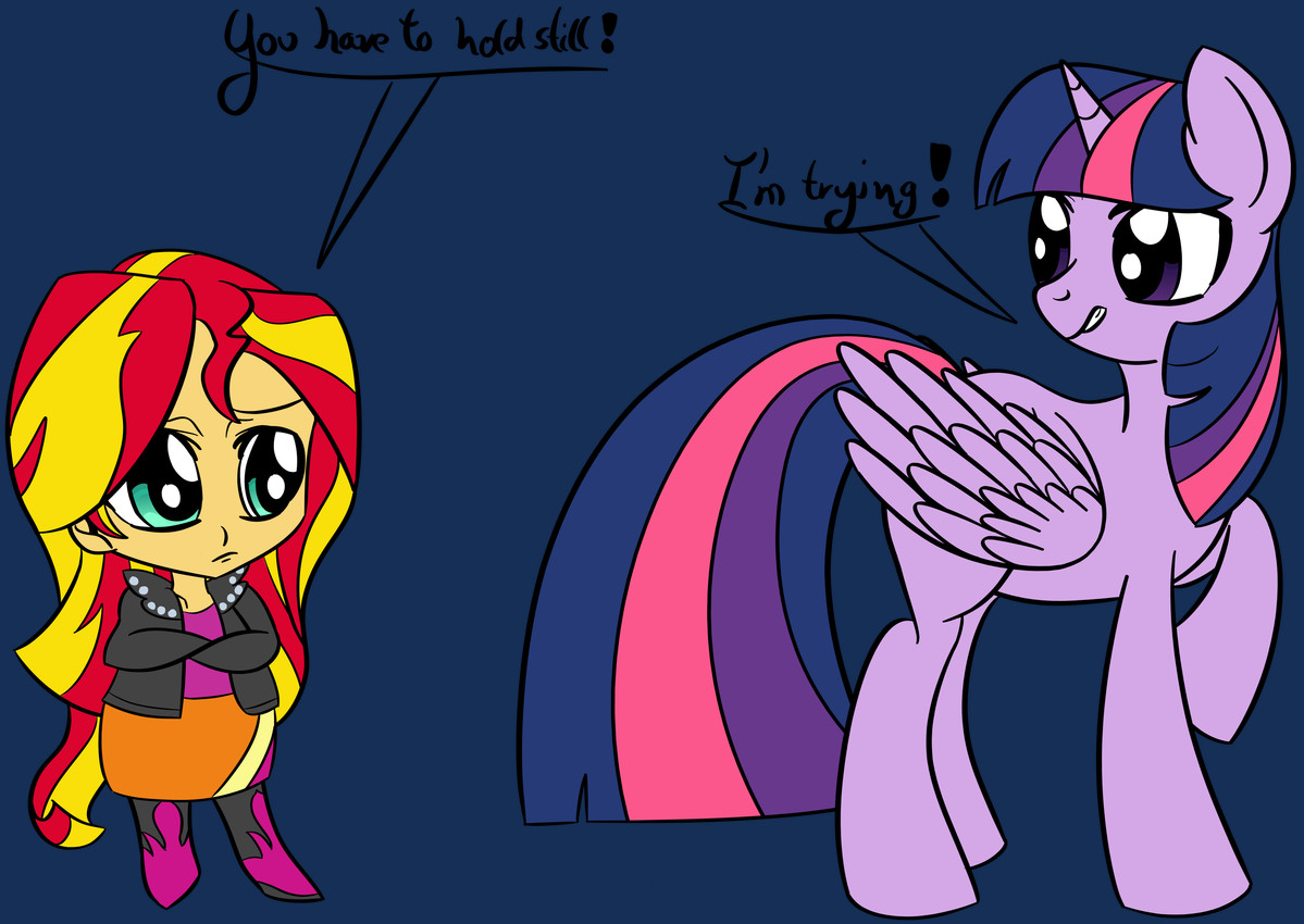 sunset shimmer and twilight sparkle (friendship is magic and etc) created by datapony