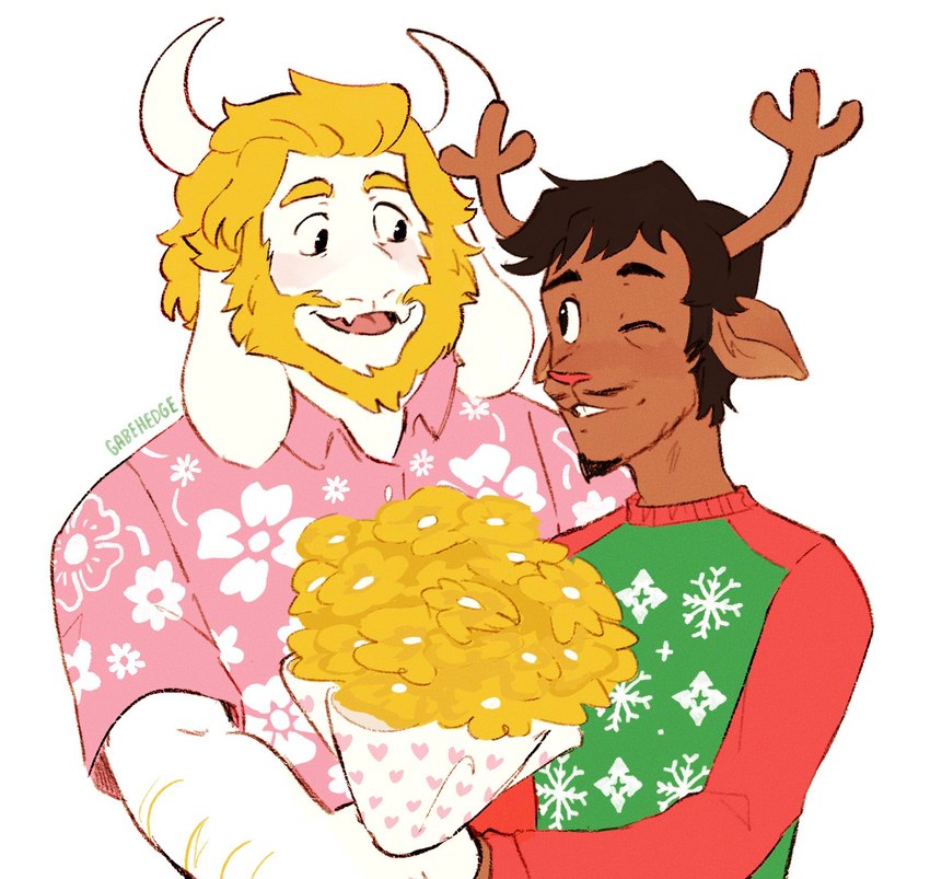 asgore dreemurr and rudolph holiday (undertale (series) and etc) created by gabehedge