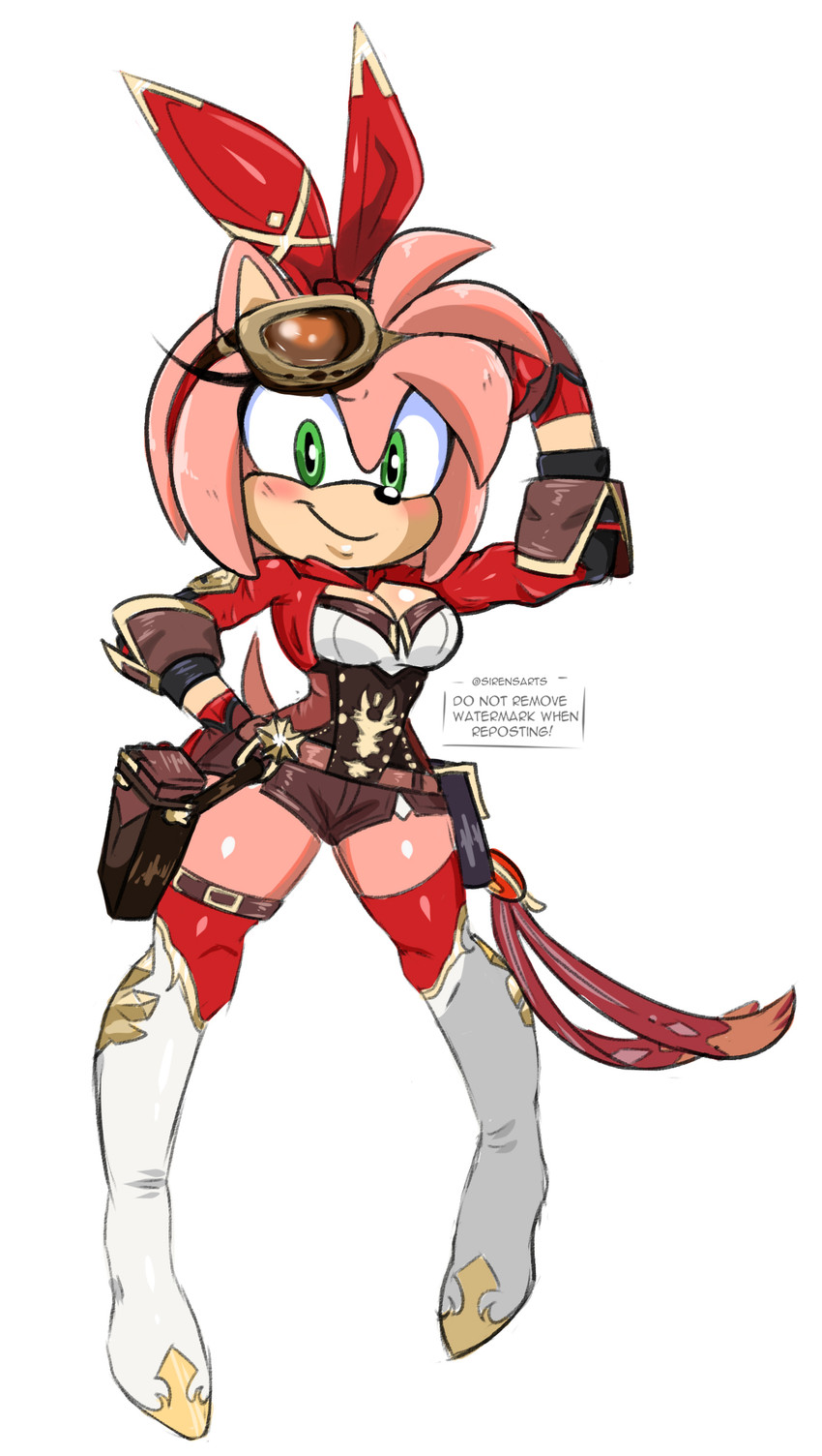 amber and amy rose (sonic the hedgehog (series) and etc) created by sirenstudios