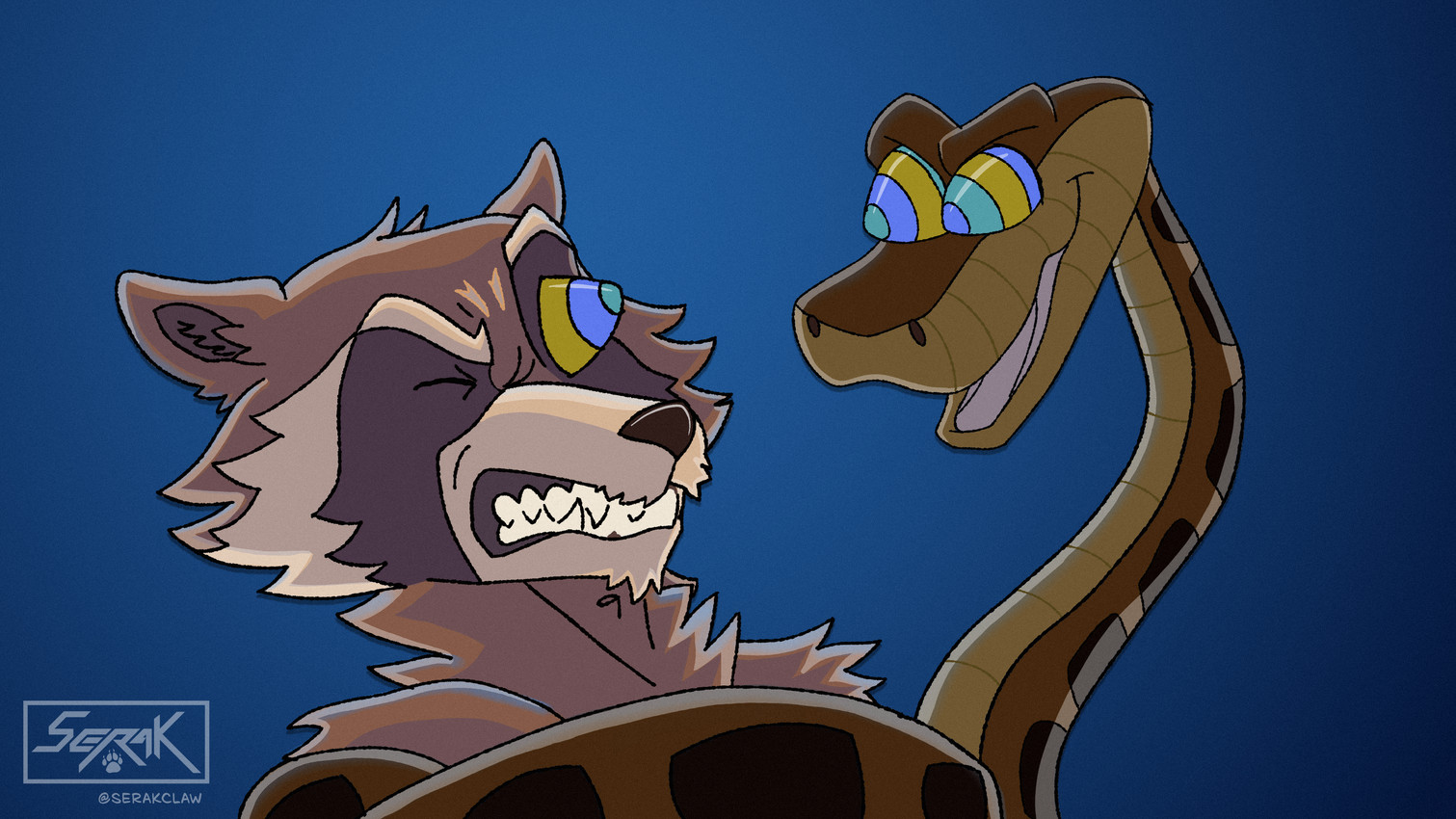 kaa and rocket raccoon (guardians of the galaxy and etc) created by serak claw and serakclaw