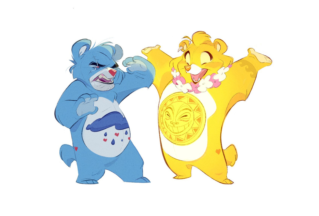 funshine bear and grumpy bear (american greetings and etc) created by arealtrashact