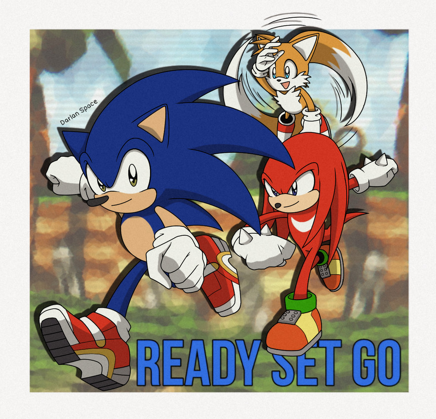 knuckles the echidna, miles prower, sonic the hedgehog, and team sonic (sonic the hedgehog (series) and etc) created by darlan space
