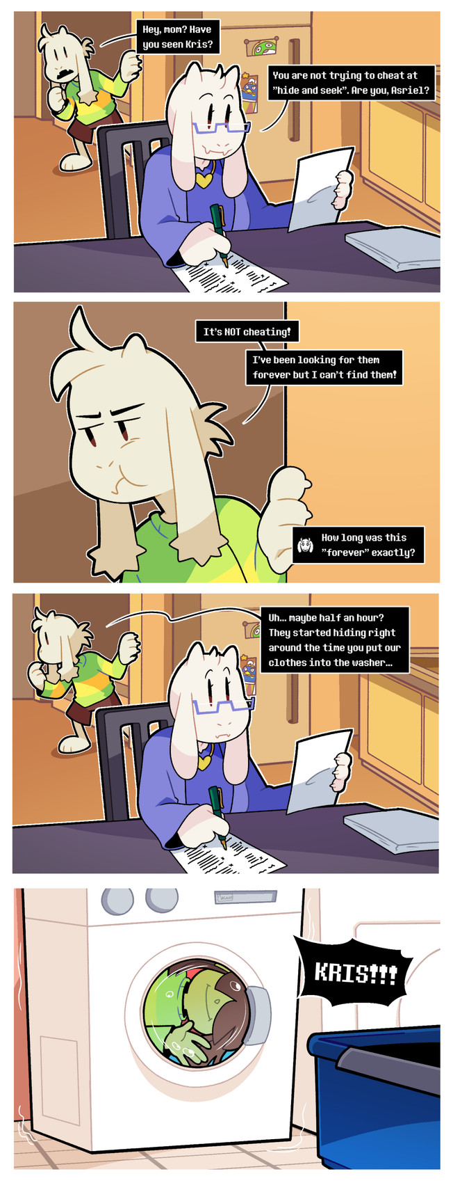 asriel dreemurr, kris, and toriel (undertale (series) and etc) created by akanemnon