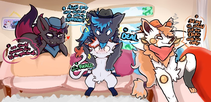 belu miranda, bino, checker, and kai mew-(character) (nintendo and etc) created by luca the shinx (artist)