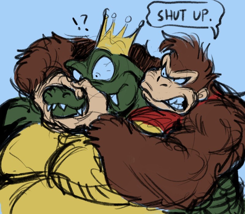 donkey kong and king k. rool (donkey kong (series) and etc) created by skebebbb