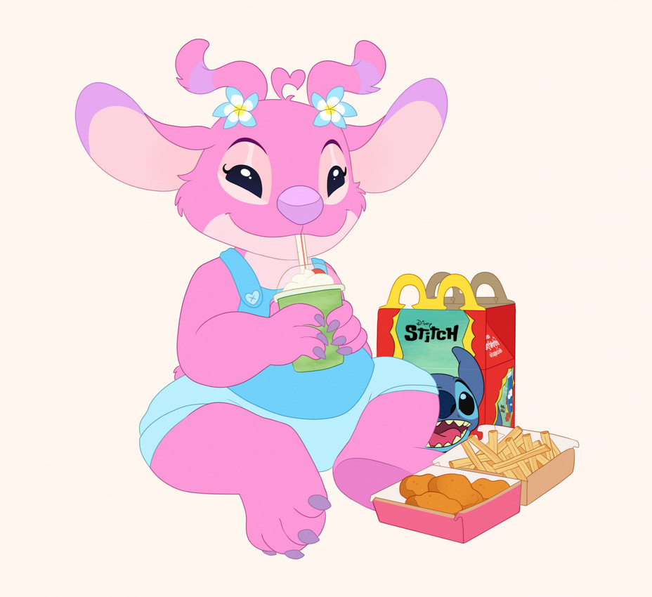 angel, chicken mcnuggets, and stitch (lilo and stitch and etc) created by fizzlepup