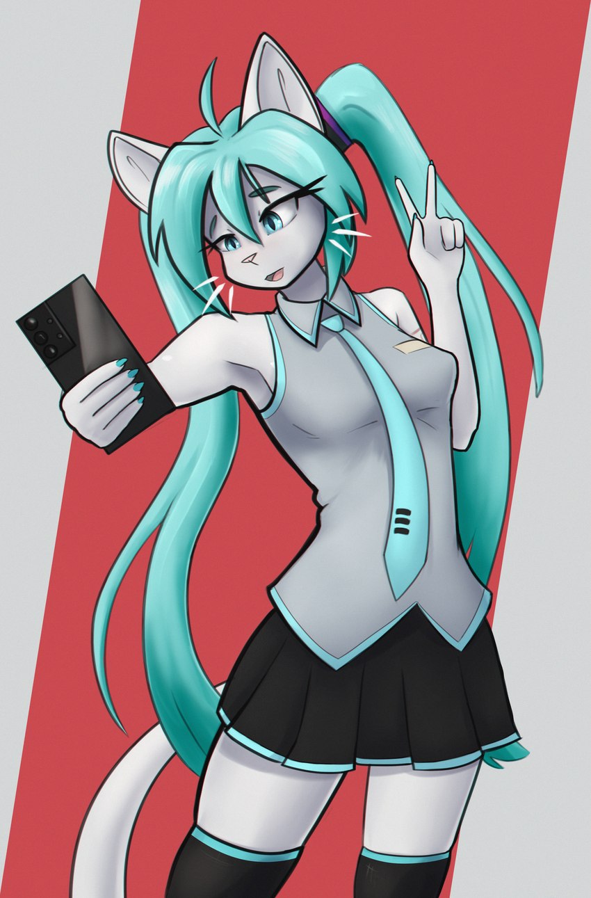 catsune miku and hatsune miku (vocaloid) created by observerdoz