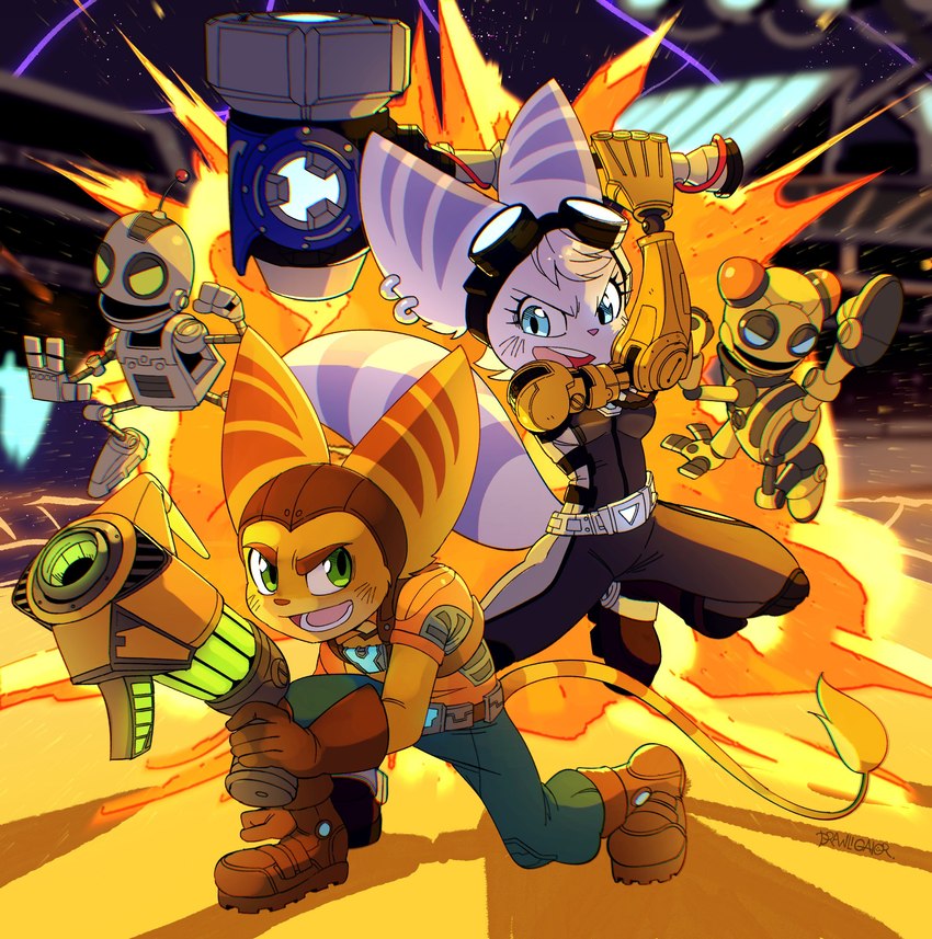 clank, kit, ratchet, and rivet (sony interactive entertainment and etc) created by drawligator