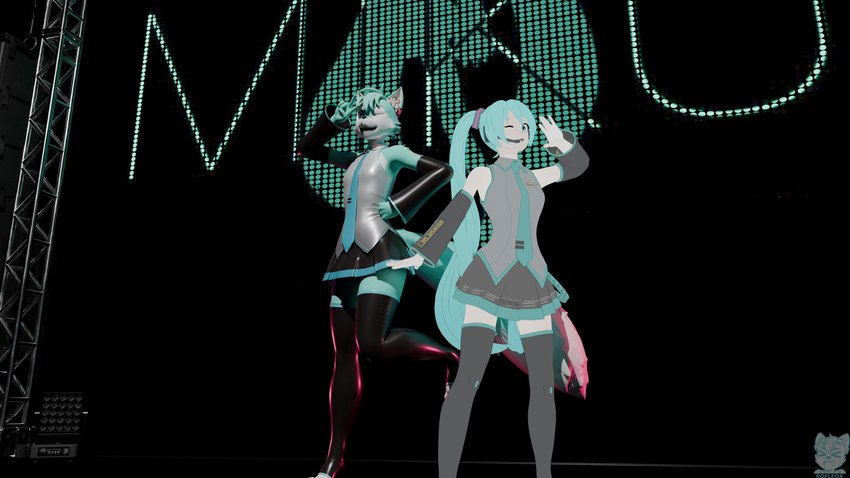 hatsune miku, roflfox, and roflfox (vocaloid) created by roflfox (artist)