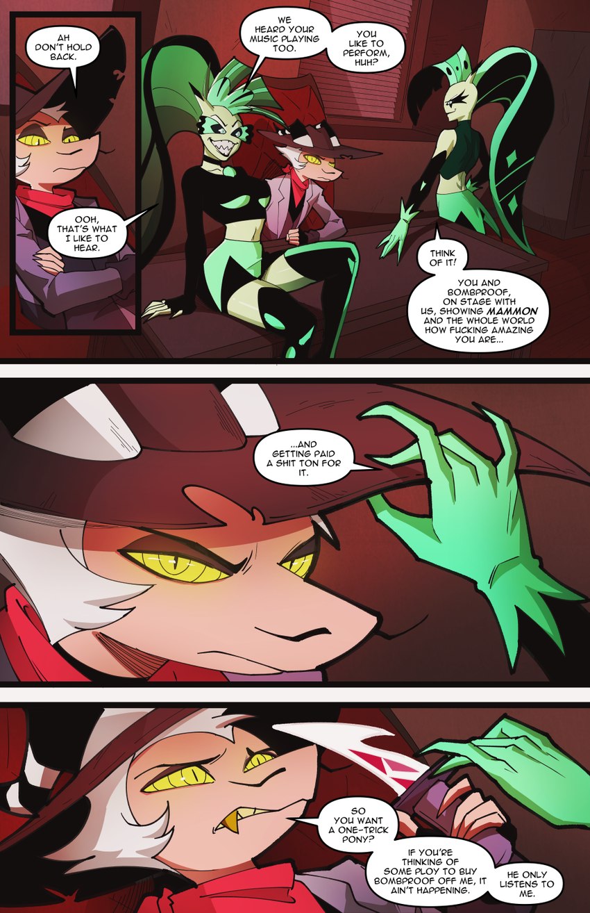 glam, glitz, and striker (helluva boss) created by swain (artist)