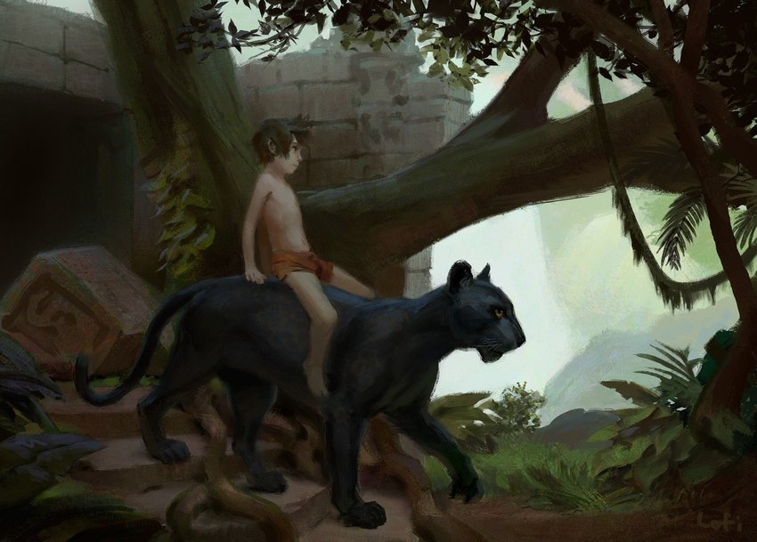 bagheera and mowgli (the jungle book and etc) created by lofi
