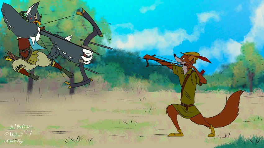 revali and robin hood (robin hood (disney) and etc) created by bodifoxy and udhasi97