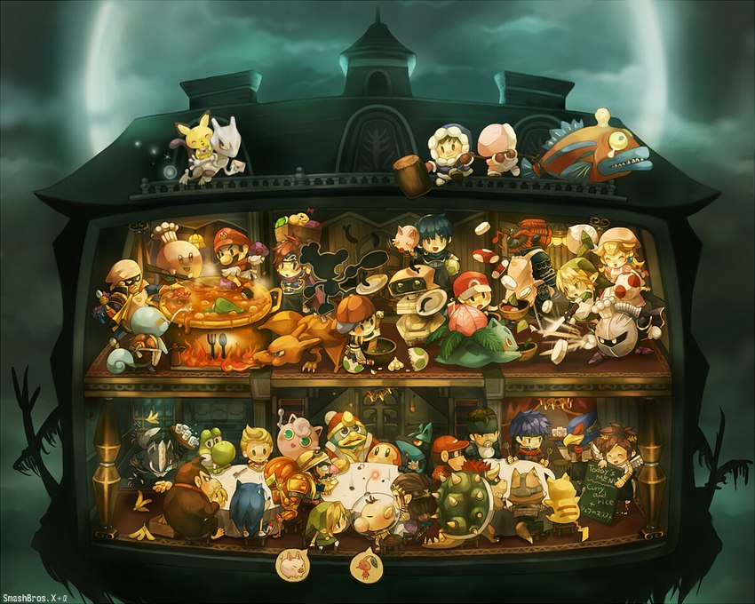 donkey kong, sonic the hedgehog, popo, nana, mr. game and watch, and etc (fire emblem mystery of the emblem and etc) created by sui (petit comet)