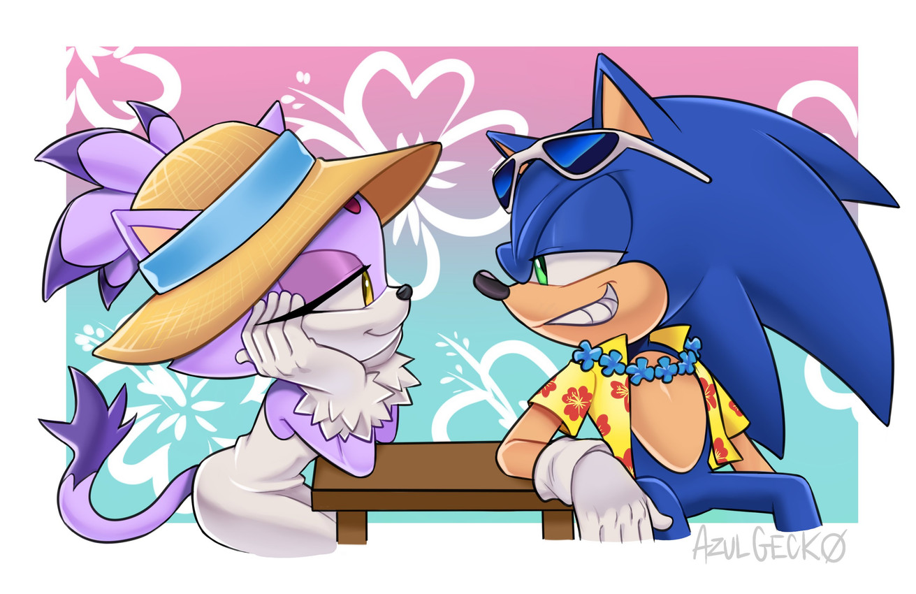 blaze the cat and sonic the hedgehog (sonic the hedgehog (series) and etc) created by azulgeck0