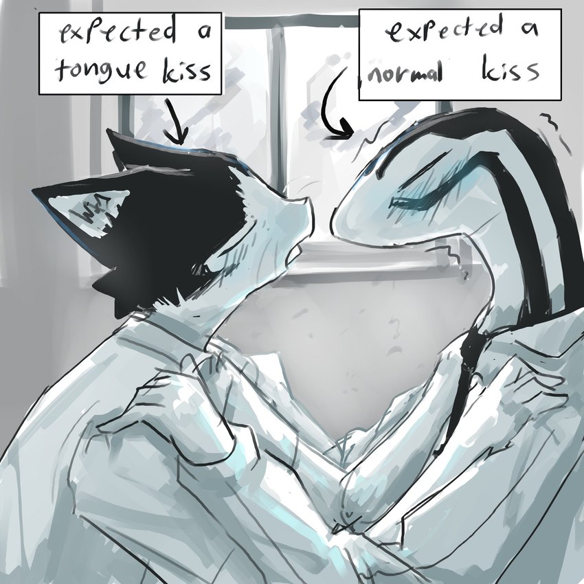 aoi and hachi (hasn't kissed anyone ever vs expecting a kiss with tongue (meme) and etc) created by murace4