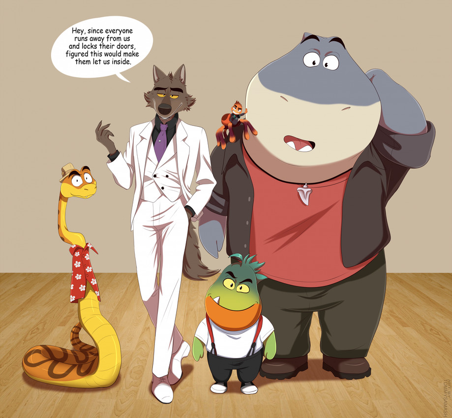 mr. piranha, mr. shark, mr. snake, mr. wolf, and ms. tarantula (the bad guys and etc) created by tommysamash