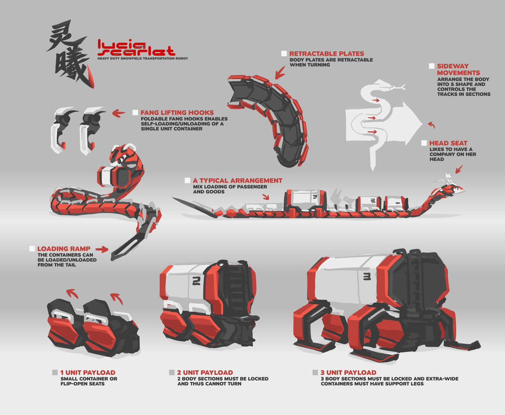 lucia the robot snake (electric hearts) created by tyson tan