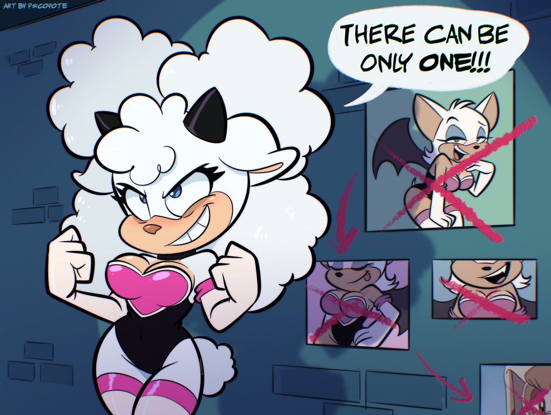 lanolin the sheep, rouge the bat, and vanilla the rabbit (sonic the hedgehog (comics) and etc) created by psicoyote