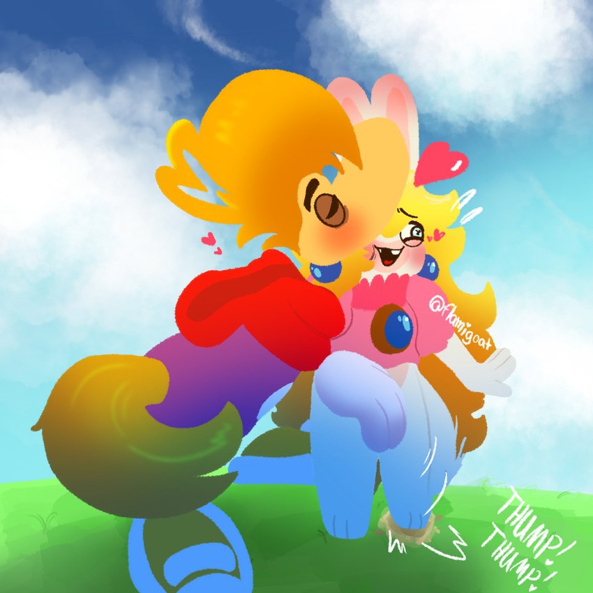 rabbid peach and rayman (mario plus rabbids kingdom battle and etc) created by flamigoat