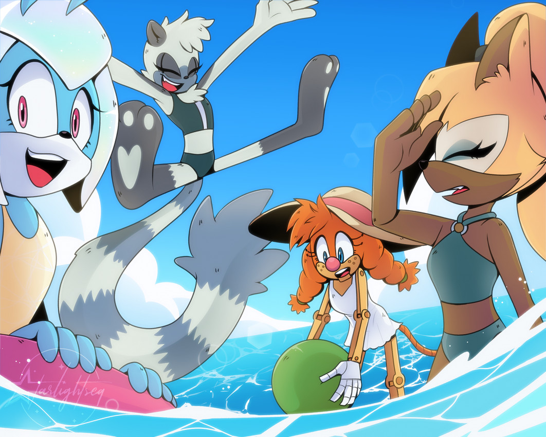 belle the tinkerer, jewel the beetle, tangle the lemur, and whisper the wolf (sonic the hedgehog (comics) and etc) created by starlightseq