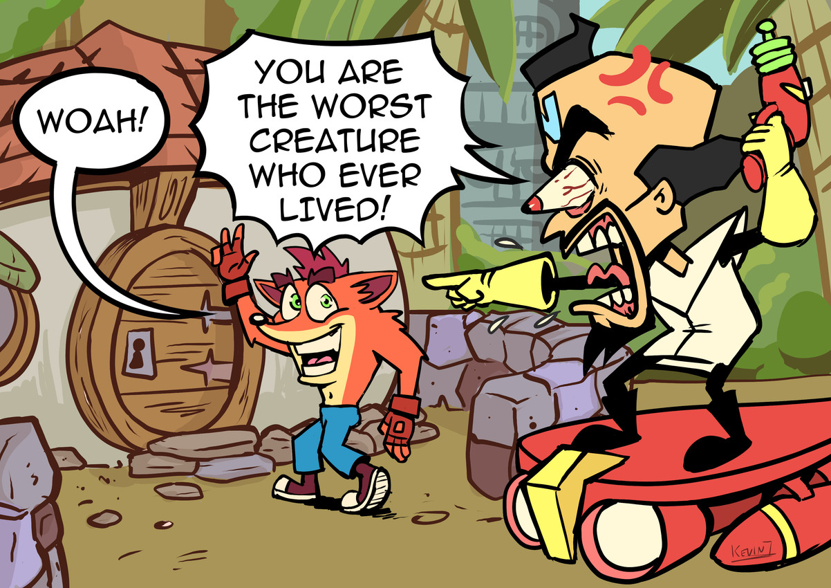 crash bandicoot and doctor neo cortex (you are the worst creature who ever lived and etc) created by kevintrentin