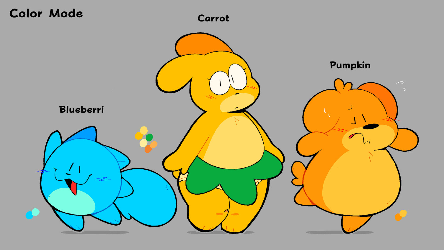 blueberri, carrot, and pumpkin (blueberri (series)) created by navigator8
