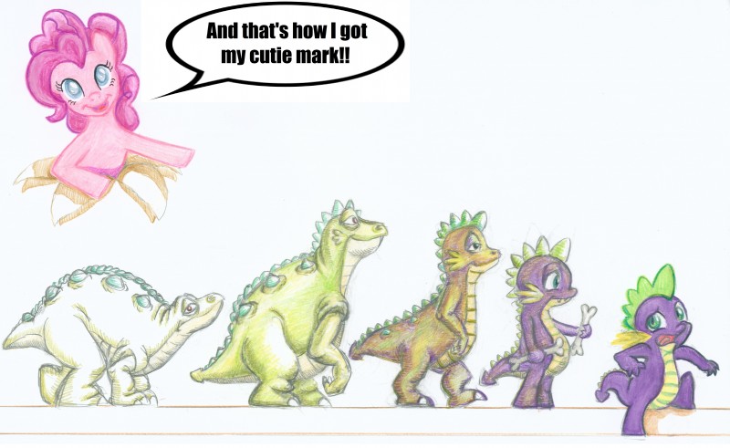 pinkie pie, spike, and spike (the road to homo sapiens and etc) created by invalid-david