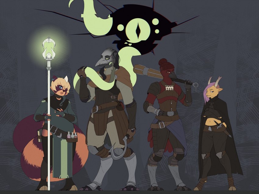 aiden, nayomii, and tusk (dungeons and dragons and etc) created by inketch