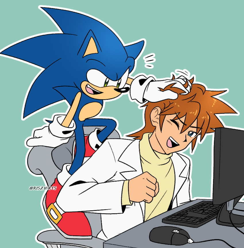 christopher thorndyke and sonic the hedgehog (sonic the hedgehog (series) and etc) created by risziarts