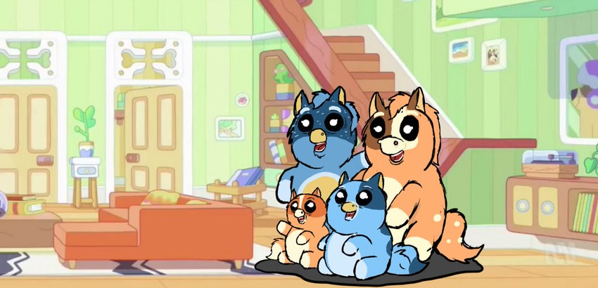 bandit heeler, bingo heeler, bluey heeler, and chilli heeler (bluey (series) and etc) created by carniviousduck