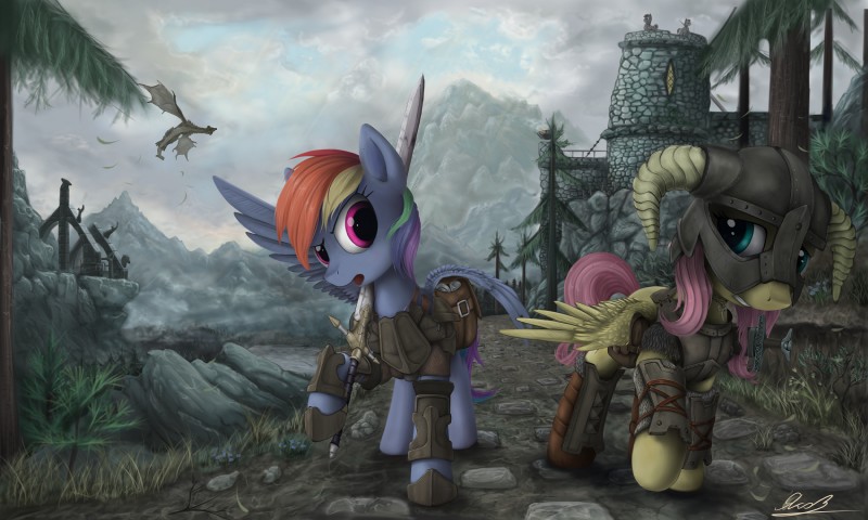 fluttershy and rainbow dash (bethesda game studios and etc) created by yakovlev-vad
