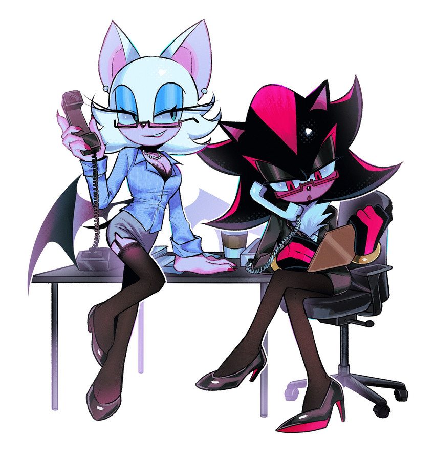 rouge the bat and shadow the hedgehog (sonic the hedgehog (series) and etc) created by sa1ka